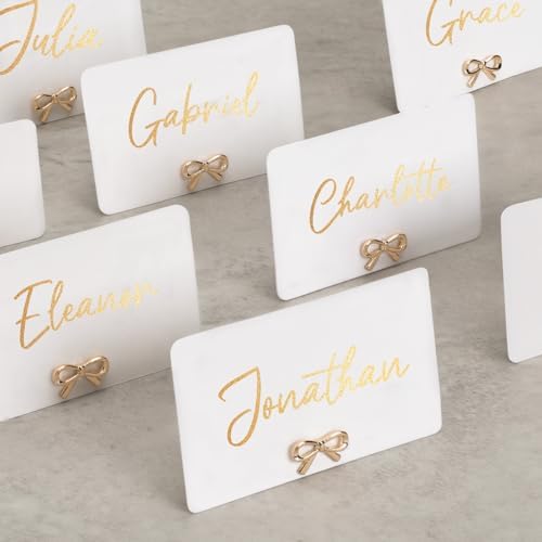 UNIQOOO 12Pcs Decorative Ribbon Bow Place Card Holders Set