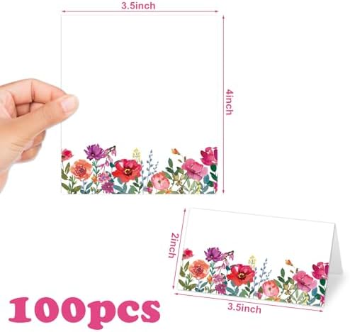 Whaline 100 Pcs Watercolor Flower Place Cards