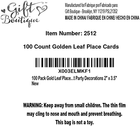 Gift Boutique 100 Pack Gold Leaf Place Cards