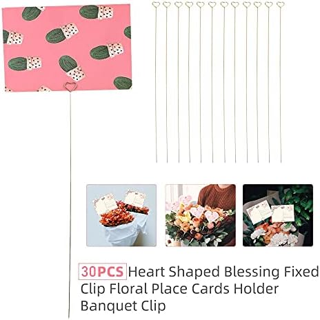 Tinsow 30 Pcs Heart Shape Metal Place Card Holder