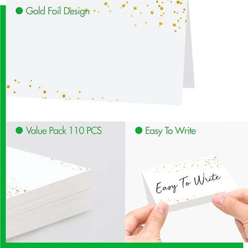 110 PCS Dotted Gold Foil Tent Place Cards for Events and Weddings