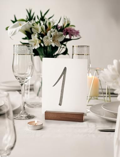 20 pcs Oak Wood Place Card Holder with Walnut Stain