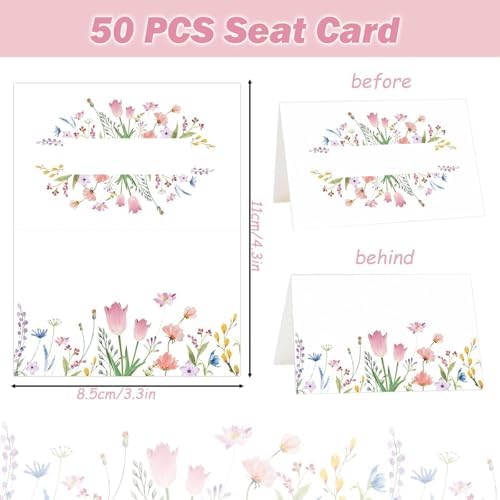 50 Pcs Floral Place Cards for Wedding and Party