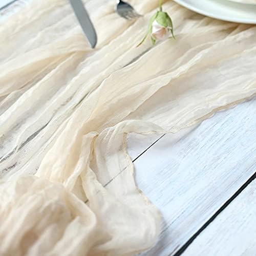 BalsaCircle 10 Foot Cream Cotton Cheesecloth Table Runner