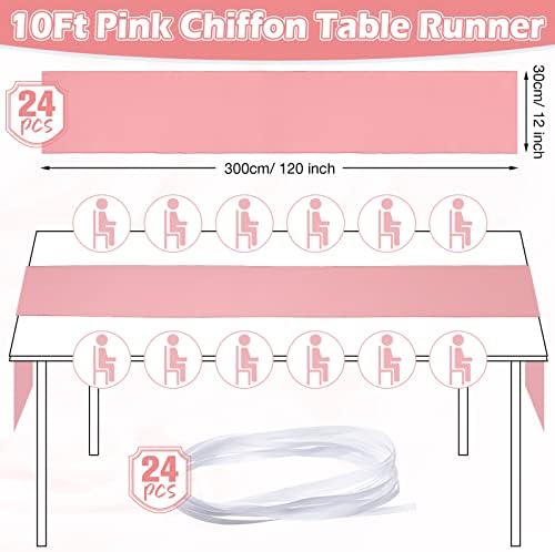 24 Pack Dusty Rose Chiffon Table Runners