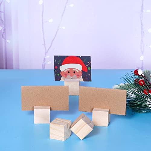 20 Pieces Wood Place Card Holders with Brown Paper Cards