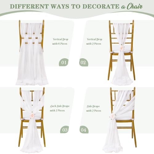 10 Pack White Chiffon Table Runners 14x120 Inches