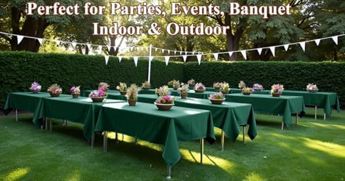 6 Pack Dark Green Paper Tablecloth for Rectangle Tables 54x108 Inch