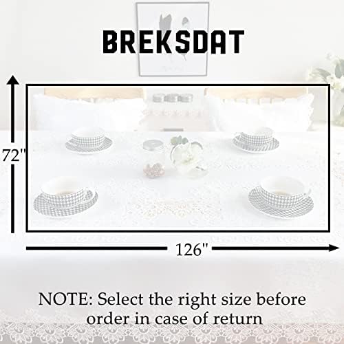 Elegant Rectangle Tablecloth with Macrame Border - White 72x126