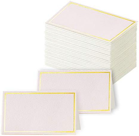 100Pcs Premium Place Cards with Gold Foil Border
