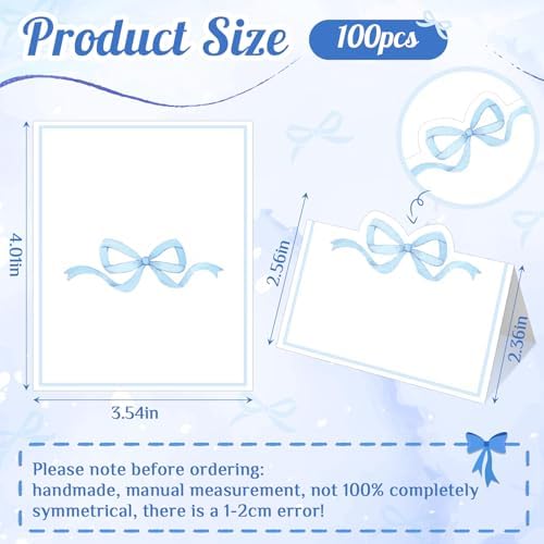 100pcs Blue Pink Bow Place Cards for Events