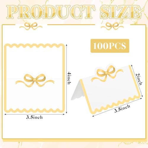 Eersida 100 Pcs Pastel Bow Place Cards Cute Scalloped Knot