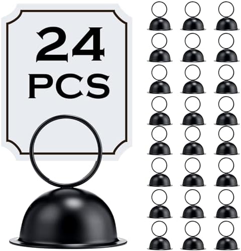 24 Pcs Black Metal Table Number Holders for Events and Restaurants