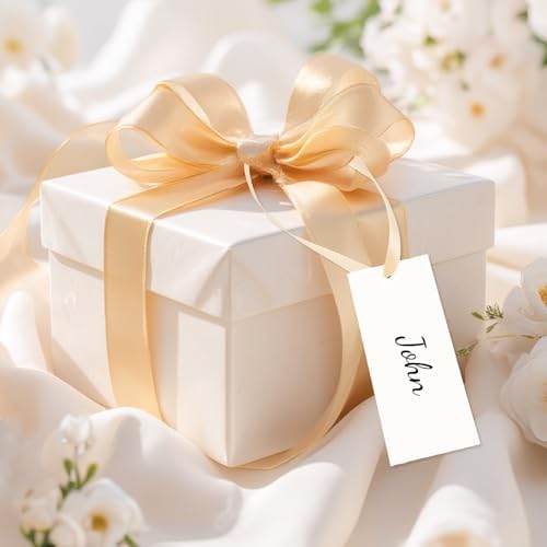 50 Pcs Blank Wedding Place Cards with Slinky Ribbons