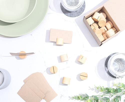 20 Pack Mini Wood Table Number Holders Light Beige