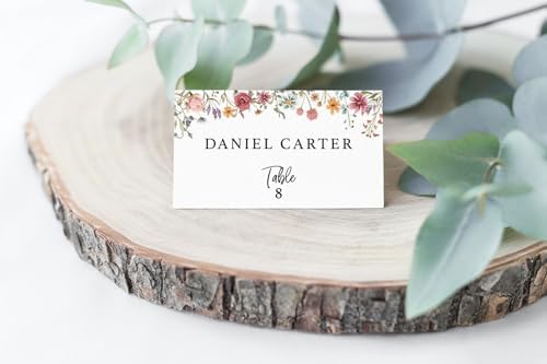 Printed Party Place Cards with Wildflower Design Set of 25