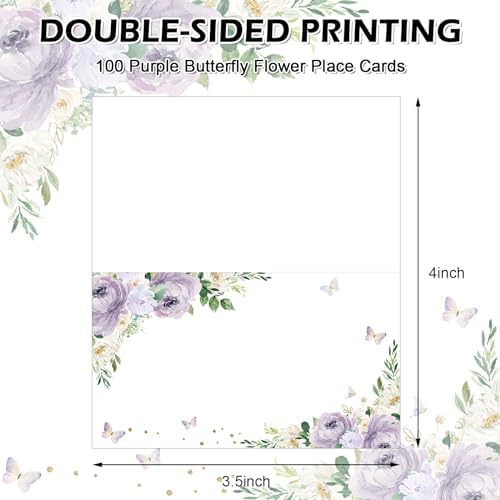 Whaline 100Pcs Floral Butterfly Place Cards for Party Events