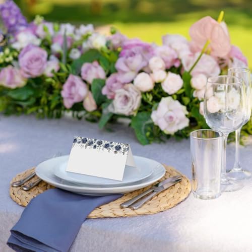 Blue Flower Place Cards Set of 25 for Wedding Banquet Events