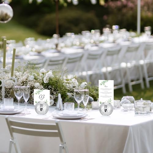 12 Pcs Silver Disco Ball Place Card Holders for Wedding Party