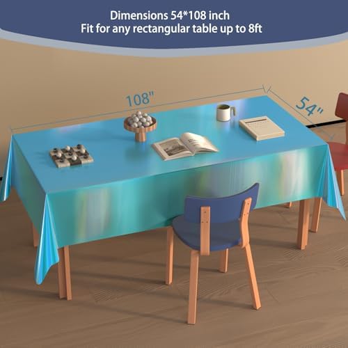 4 Pack Iridescent Plastic Tablecloths for Rectangle Tables