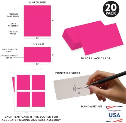 Andaz Press Fuchsia 20-Pack Place Cards for Events