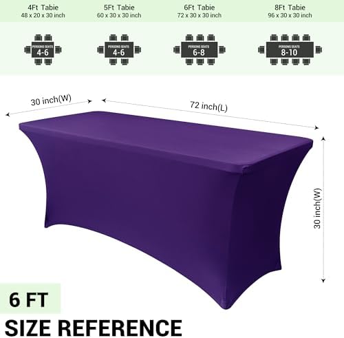 Obstal 6 Pack Stretch Spandex Table Covers for 6 Foot Tables
