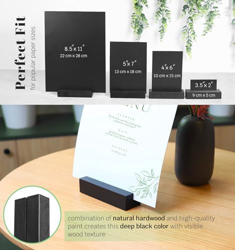 10 Pack Black Wood Place Card Holders for Events