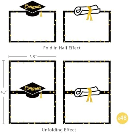 48 Pcs Grad Place Cards with Gold Design