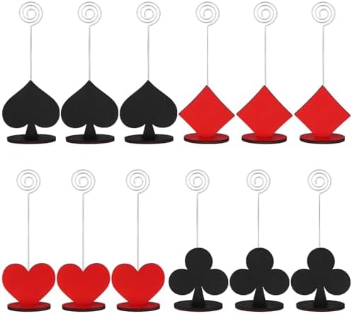 12 Pcs Casino Themed Place Card Holders Poker Shaped Table Number Stands