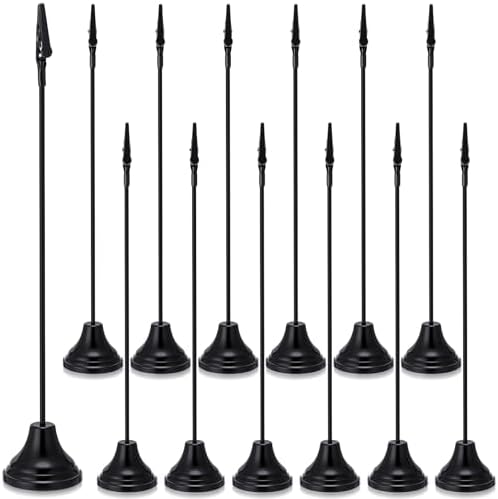 12 Pcs Table Number Holders with Alligator Clips Black