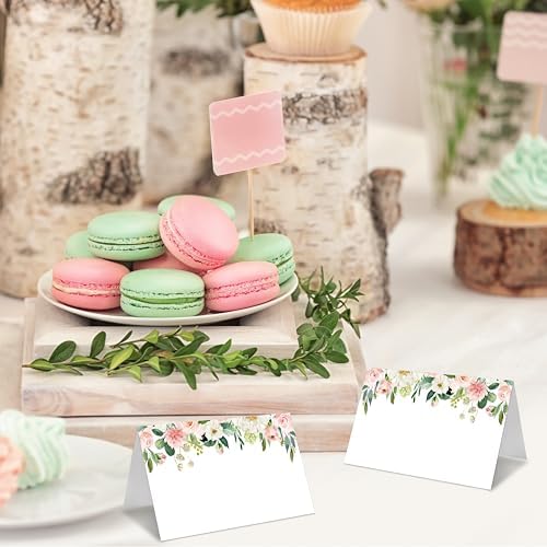 Floral Themed Table Place Cards 25 Pack White
