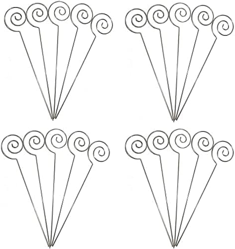 HOHIYA 50pc Silver Floral Card Holder Pick Stick