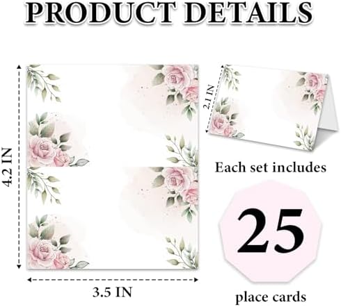 Rose Place Cards for Wedding Table Setting 25pcs