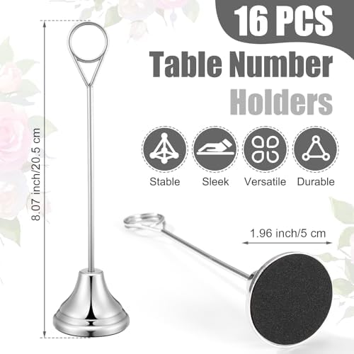 Marspark 16 Pcs 8 Inch Metal Table Number Holders Silver