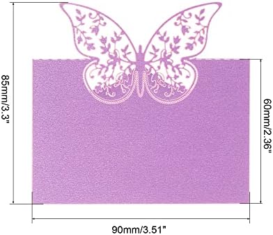 PATIKIL Table Name Place Cards 25Pcs Purple Butterfly Cut Design