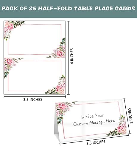Boho Blush Pink Floral Place Cards Set 25 Pcs
