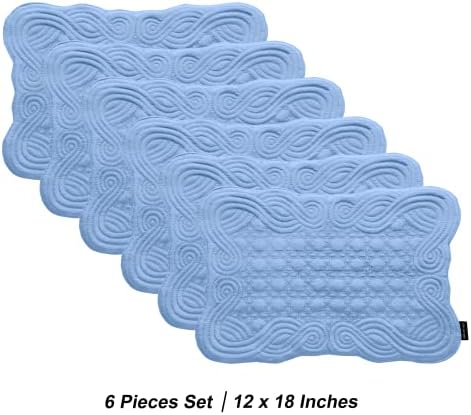 Loom and Mill Quilted Placemats Set of 6 Blue
