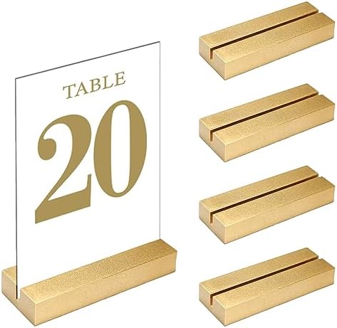 CUNGLIN Gold Wood Table Number Holders 4 Pack