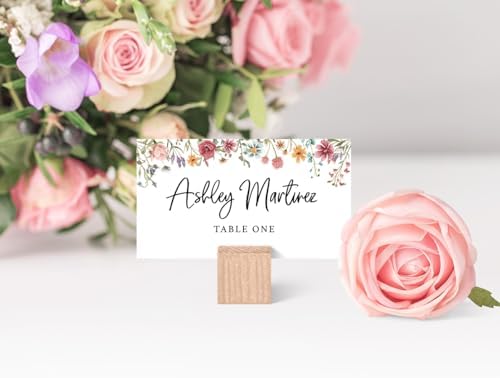 Printed Party Place Cards with Wildflower Design Set of 25