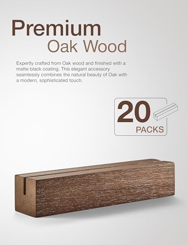 20 pcs Oak Wood Place Card Holder with Walnut Stain