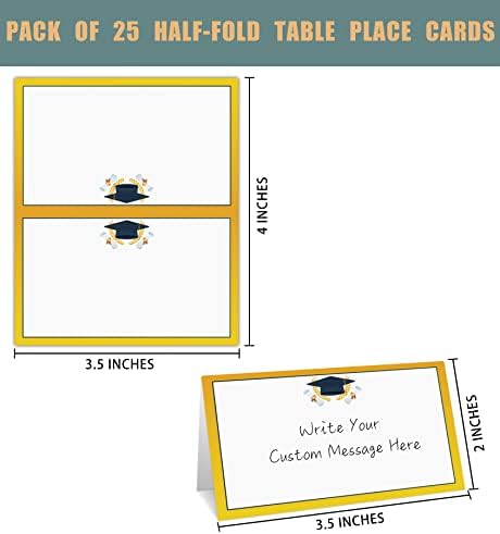Gihyan Table Place Cards Graduation Party 25Pcs Set Gold Balloons Cap Design