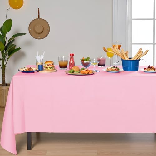 6 Pack Pink Disposable Tablecloth for Rectangle Tables 54x108 Inch Party Cover