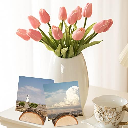 Semi-Circular Wood Place Card Holders with 40Pcs Kraft Cards