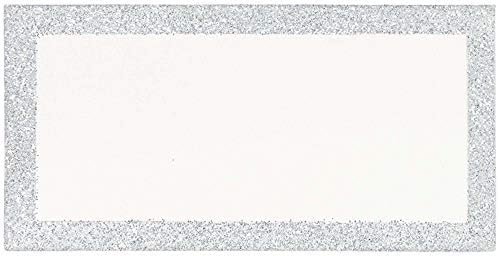 Amscan Elegant Silver Glitter Place Cards 2x4 Pack of 50