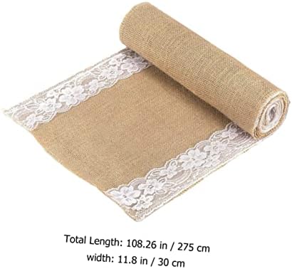 PRETYZOOM Decorative Linen Table Runner with Lace Design