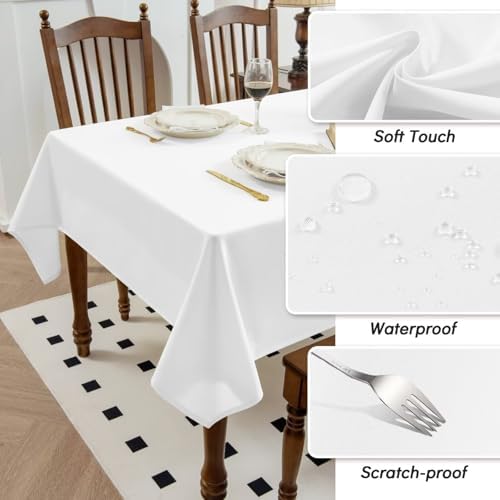 Comfonew White Rectangle Tablecloth 60x84 Inch