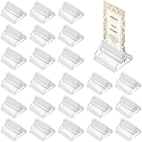 24PCS Clear Acrylic Place Card Holders for Wedding Photos and Memos