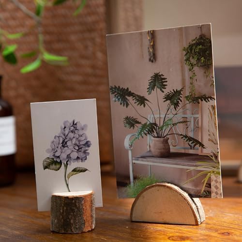 Tosnail 50 Wooden Place Card Holders with Kraft Paper Cards