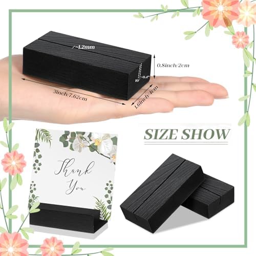 Blosssound 24 Pcs Black Wooden Place Card Holders