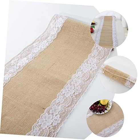 Luxshiny Rustic Linen Lace Table Runner for Wedding Reception
